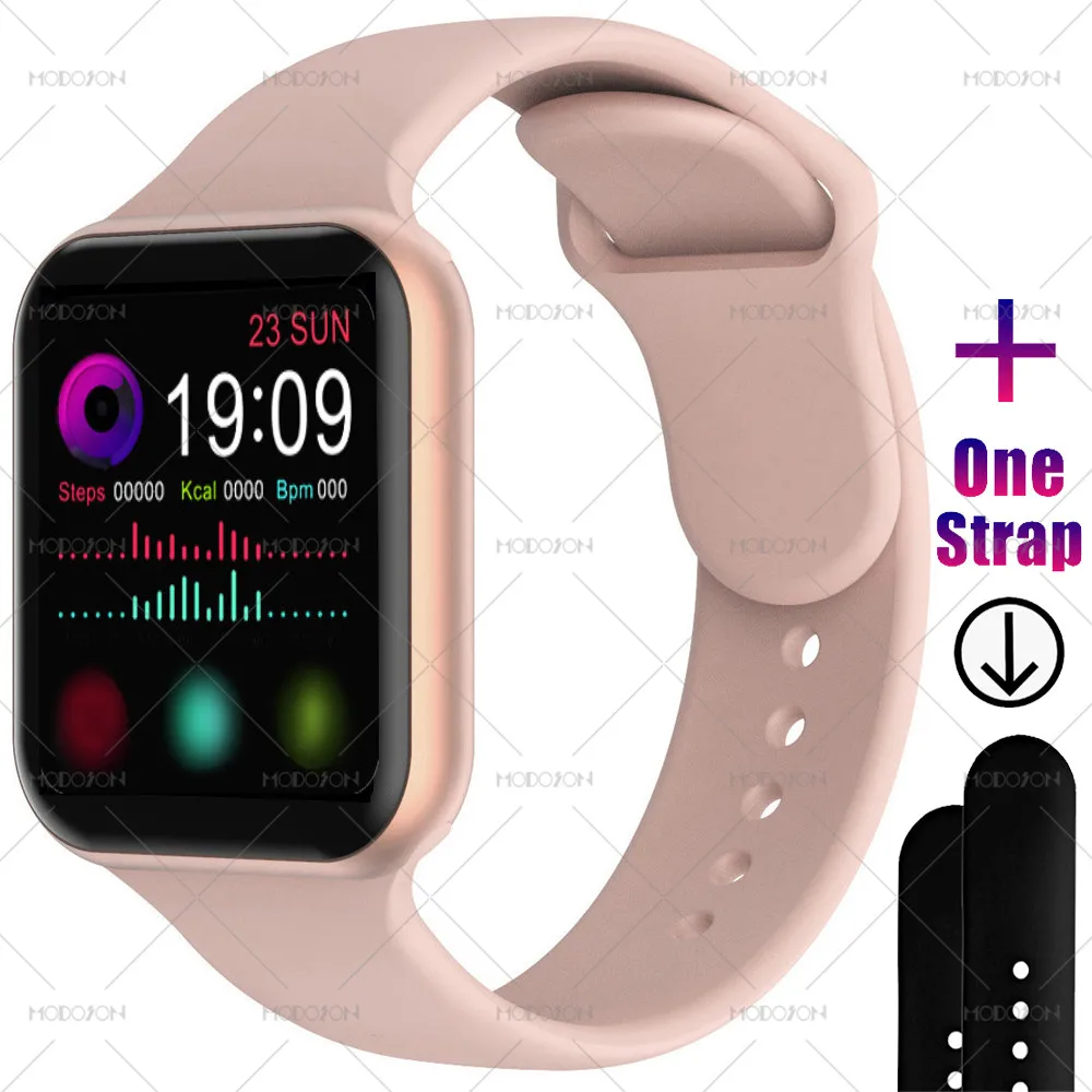 Умные часы MODOSON iwo 12 Pro Series 5, монитор сердечного ритма, кровяный кислород, полный сенсорный экран, умные часы 11 для Apple iphone, Android - Цвет: gold pink