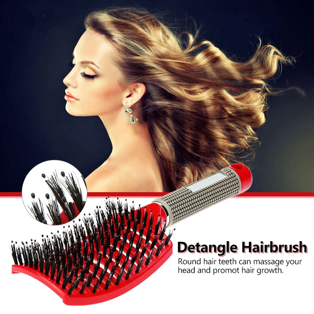 Massage Comb Bristle Nylon Hairbrush Scalp Massage Comb Curly Detangle Hair Brush Shower Massage Comb Hairdressing Salon Tool - Image 6