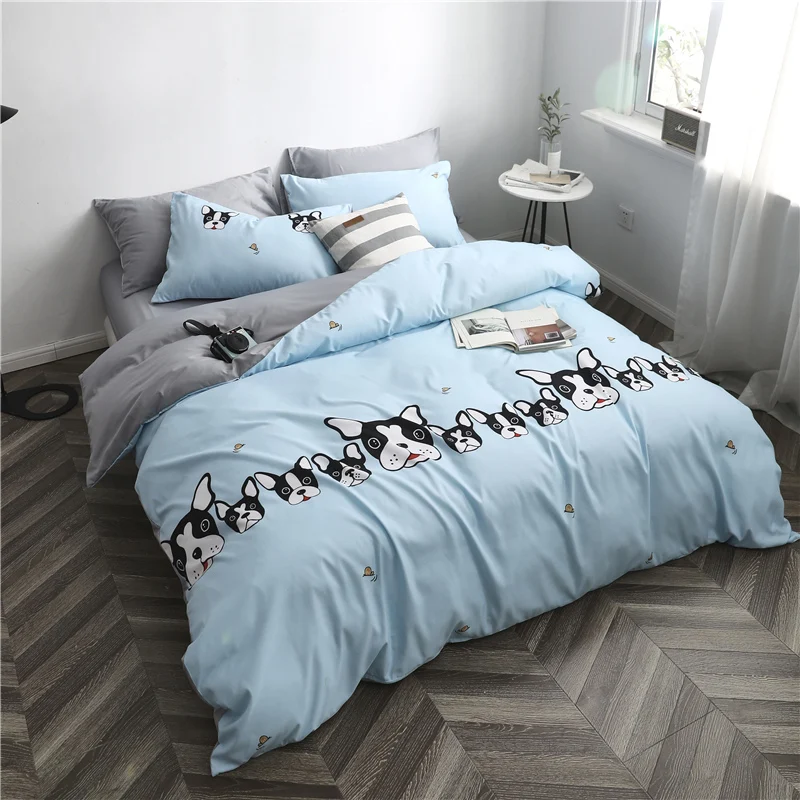 

Denim Men's And Women's Dormitory Three-Piece Suit-Style Linen Quilt People Beddings