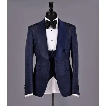 

Custom Made Men Suits Shawl Lapel Groom Tuxedos Pattern Best Men Wedding Groomsmen ( Jacket+Vest+Pants+Tie ) E173