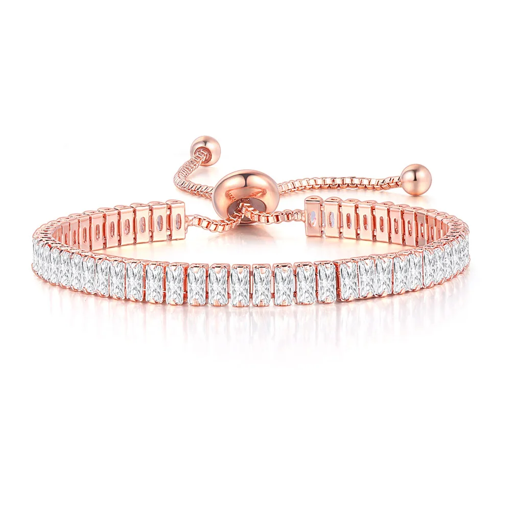 ZHOUYANG Kpop Womens Tennis Bracelet Luxury 2.5*5 mm Multicolor Zircon Bracelets For