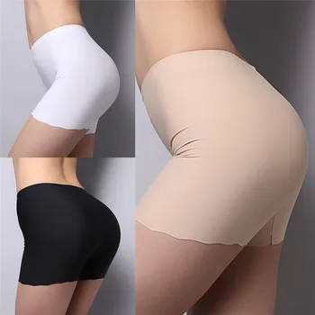 1pc free size 3 Colors Summer Underwear shorts Sexy Silk Ice pants White/Black/Nude Women Safety Short Pants Gifts for women