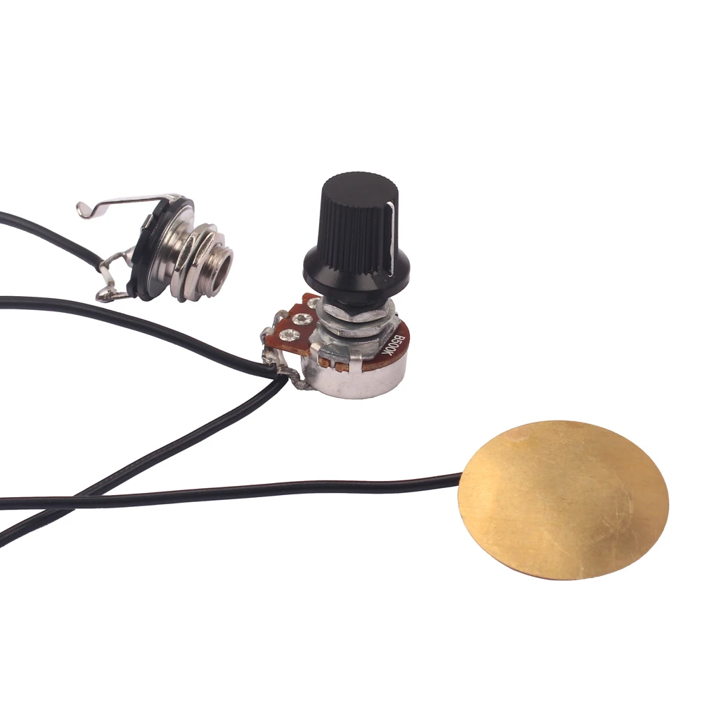 Prewired Piezo Pickup with Volume Control Knob for Cigar Box Guitar Parts