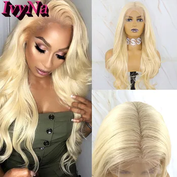 

IvyNa Long Wavy 13x6 Synthetic Lace Front Wigs for Black Women Futura Heat Resistant 613 Blonde Lace Front Wigs Pre Plucked Baby