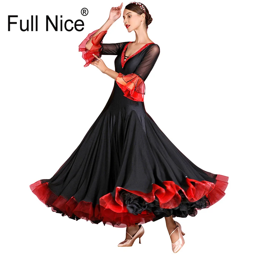 Платье для бальных танцев с v-образным вырезом и оборками платье современного