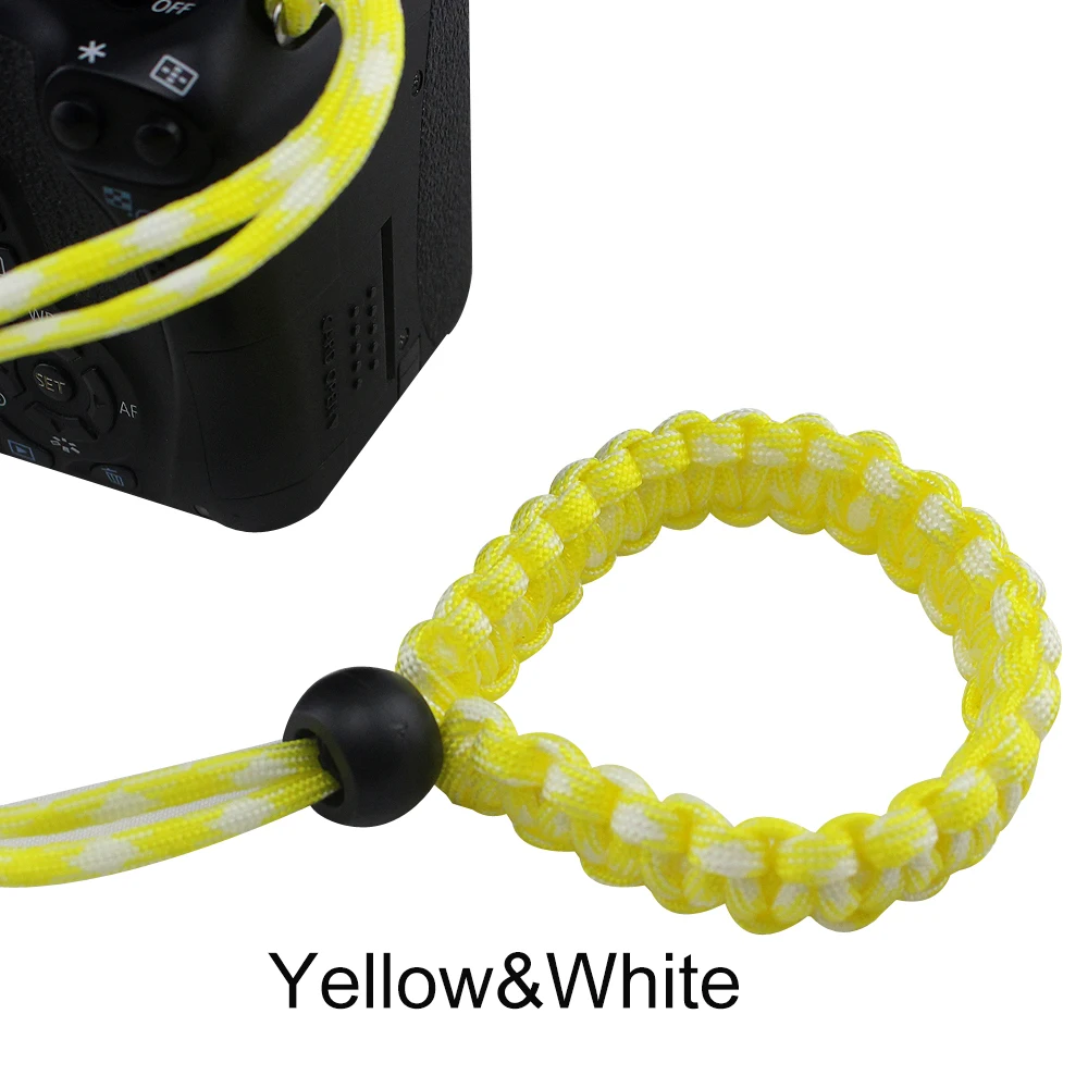 yellow white Красочный нейлоновый ремешок для камеры ручной захват Paracord плетеный браслет Nikon Canon sony Pentax Panasonic аксессуар для камеры DSLR - Цвет: yellow white