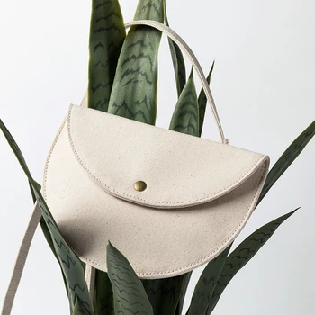 

Canvas semicircle crescent handbag mobile phone bag wild fairy bag casual Messenger bag