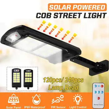 

LED Solar Street Lights Upgraded 120/240 COB Outdoor Security Lighting Wall Lamp 3 Mode PIR Motion Sensor Smart Lamp Waterproof
