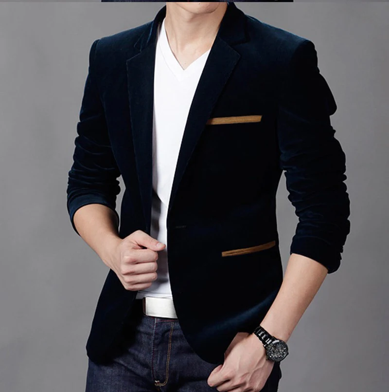 Autumn Men's Jacket Corduro Masculino Blazers Men's Suit Jackets Hombre Solid Slim Fit Groom's Clothes Smart Casual Mens Clothes