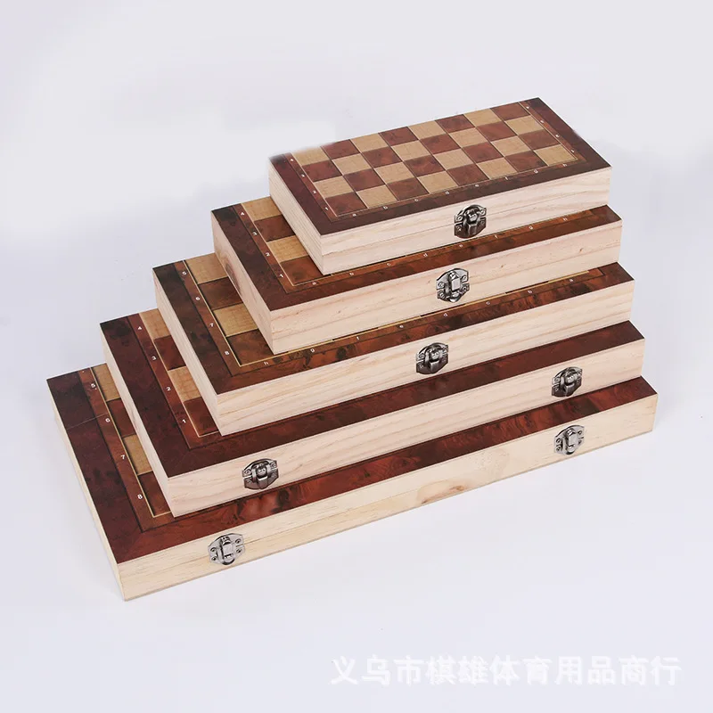 Шахматы в деревянной коробке 4 размера|international chess|chess woodenfolding wooden box |