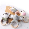 1Pc Wooden Baby Teether Crochet Elephant Rattle Toy BPA Free Wood Rodent Rattle Baby Mobile Gym Newborn Stroller Educational Toy 3