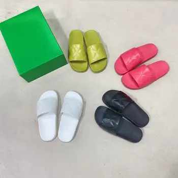 

Flat Slippers for Women Outside Solid Flatform Rubbre Canvas Slides Shoes Fretwork Trendy Designer Fishion Brand 2020 New Summer