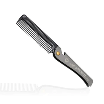 

1 Pcs Men Folding Pocket Comb PP Teeth Detangling Hair Beard Comb Metal Handle Foldable Combing Facial Mustache Comb