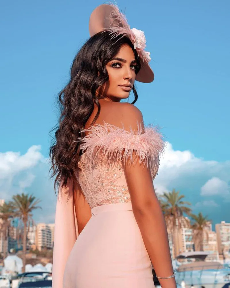 Women Elegant Long Jumpsuit Strapless Slash Neck Feather Tube Top Sexy Fashion Party Night Evening Jumpsuit 2021 Summer