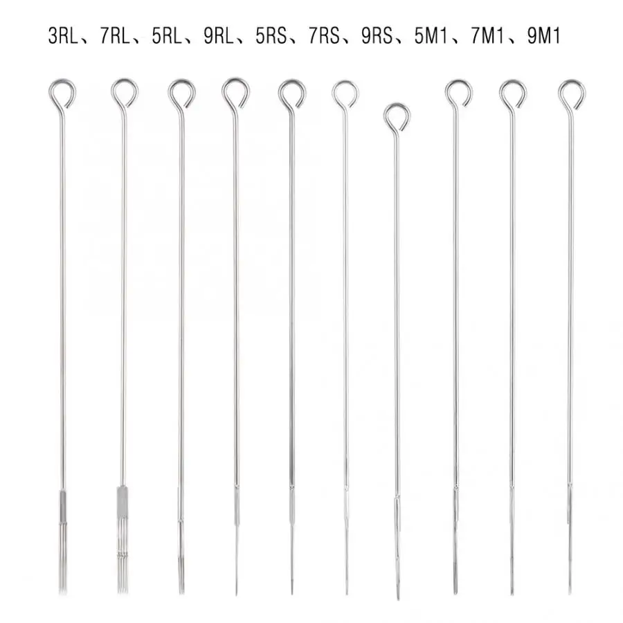 

50pcs Assorted Disposable Stainless Steel Sterilized Tattoo Needles Mixed sizes 3RL / 5RL / 7RL / 9RL / 5RS /5M1 / 7M1 / 9M1