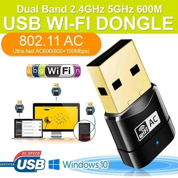 

Wireless Usb Wifi Adapter 600mbps Wifi Antenna Network Card Dual Band 2.4G/5.8ghz Usb Lan Ethernet Receiver 802.11ac Wi-fi