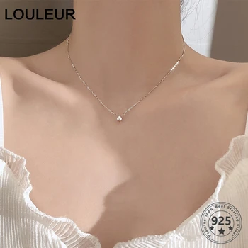 Louleur 925 Sterling Silver Necklace 0.3cm/0.4cm/0.5cm Zircon Necklace For Women Summer Fashion Jewelry