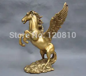 8 ''китайские из чистой бронзы Крылатый Пегас Статуя|Статуи и скульптуры| |