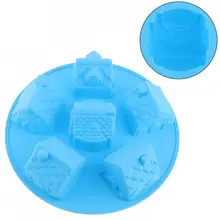 Творческий Удобный Силиконовый DIY Плесень с 6 модулями и тип дома для Создание кубика льда конфеты шоколадный торт печенье