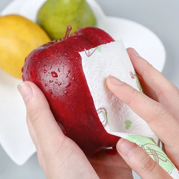 

2 Roll Household Kitchen Roll Paper Disposable Dishcloth Paper Wipe Hand Towel Oil and Water Absorption Printing Paper Towel