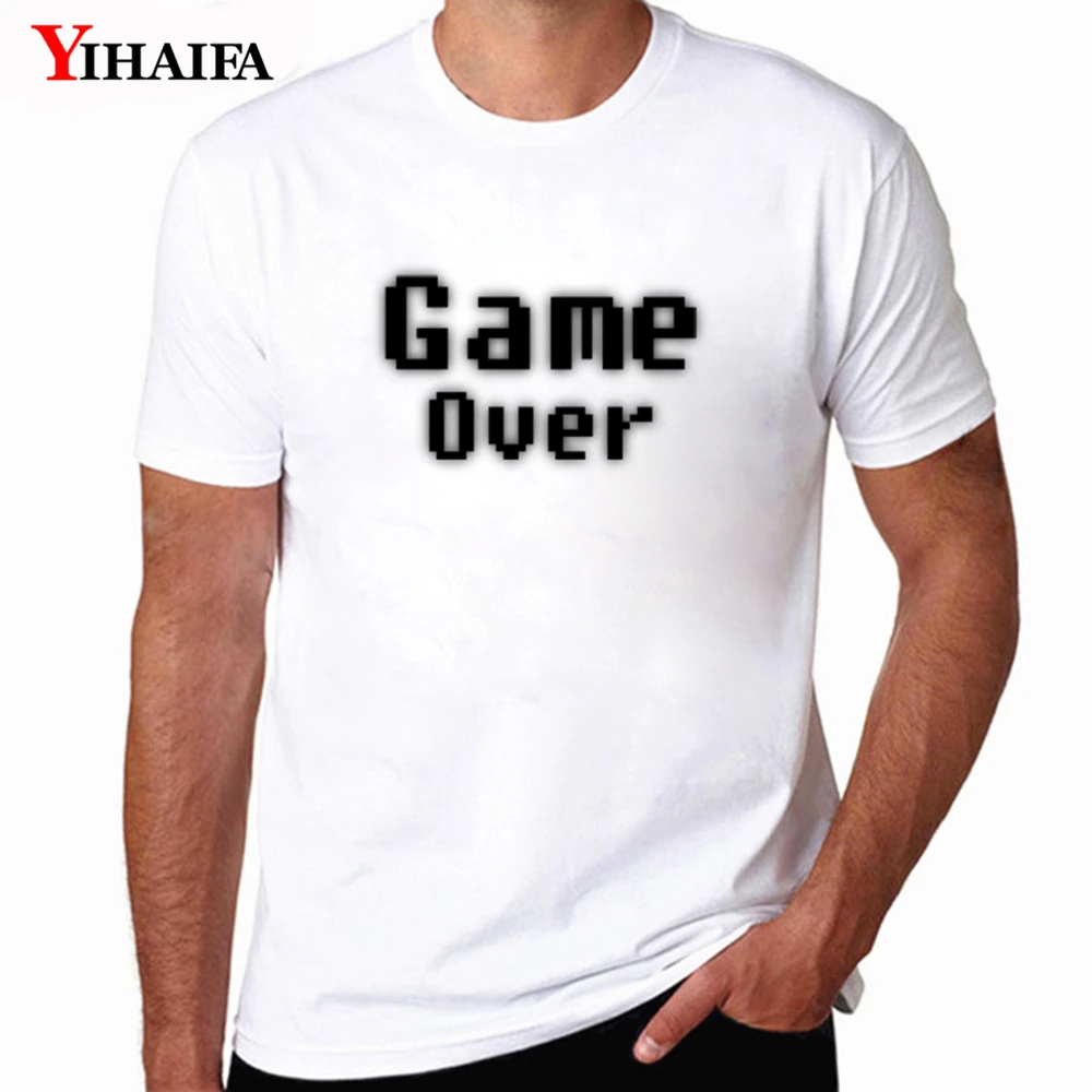 

Casual Men T-Shirt Printed Tee Shirts Game Over Letters Short Sleeve Casual Tops Mens Workout Shirts Tees