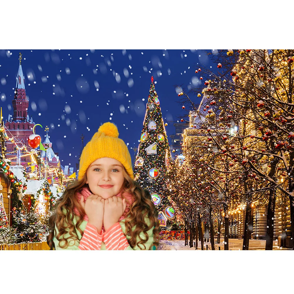 

NeoBack Christmas Nght View Photographic Backdrops For Photo Studio Winter Castle Flag Backgrounds for Photo Studio