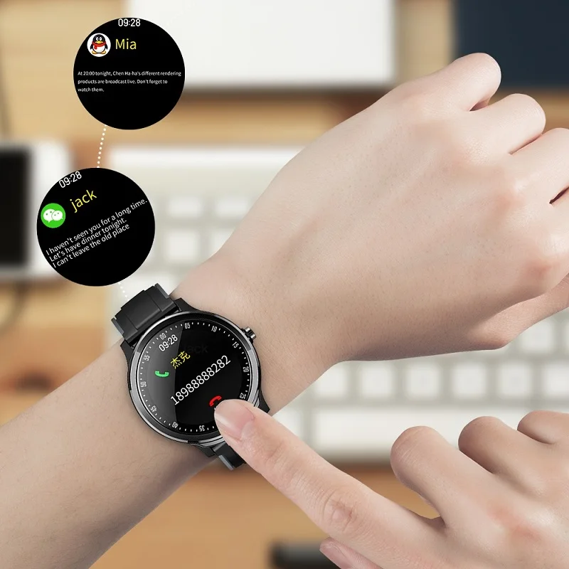  SN80 Smart watch IP68 Waterproof 1.3 inch Full touch round screen Blood Oxygen Men Sport Smartwatch - 4000191017397