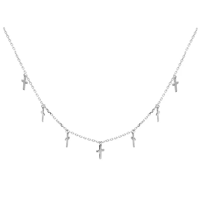 

Fashion Tiny Dainty Silver Cross Pendant Necklace For Women choker Jewelry Wedding Gifts S-N452