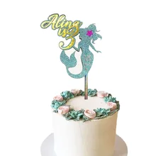 Топпер для торта на день рождения для девочек, вечерние украшения для торта, блестящая бумага, персонализированное имя и возраст