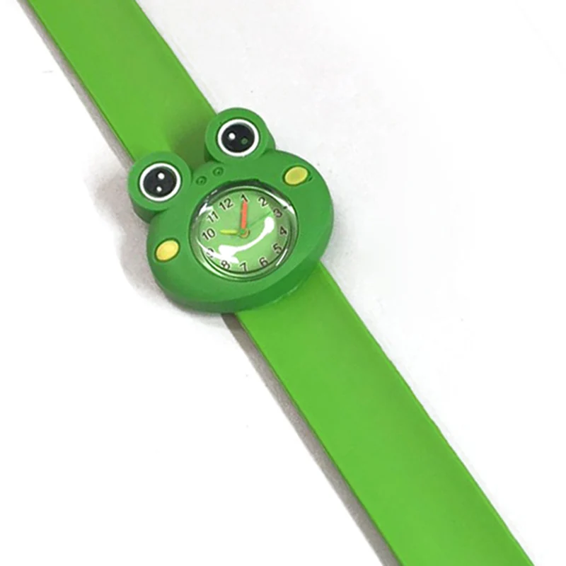 Digital Slap Watch Cute Frog Slap Watches Cute 3D Cartoon Animal  for Boys Girls Gifts Kids Green Quartz Wrist Watches Clock 2