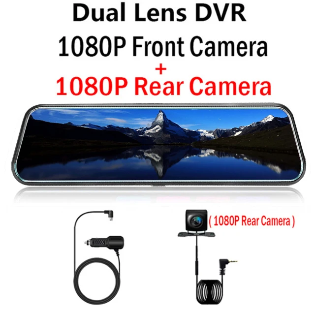 Поток медиа Pro поток зеркало заднего вида автомобиля Dvr камера FHD 1080P видео рекордер ночного видения видеорегистратор - Название цвета: Dual Lens 1080P
