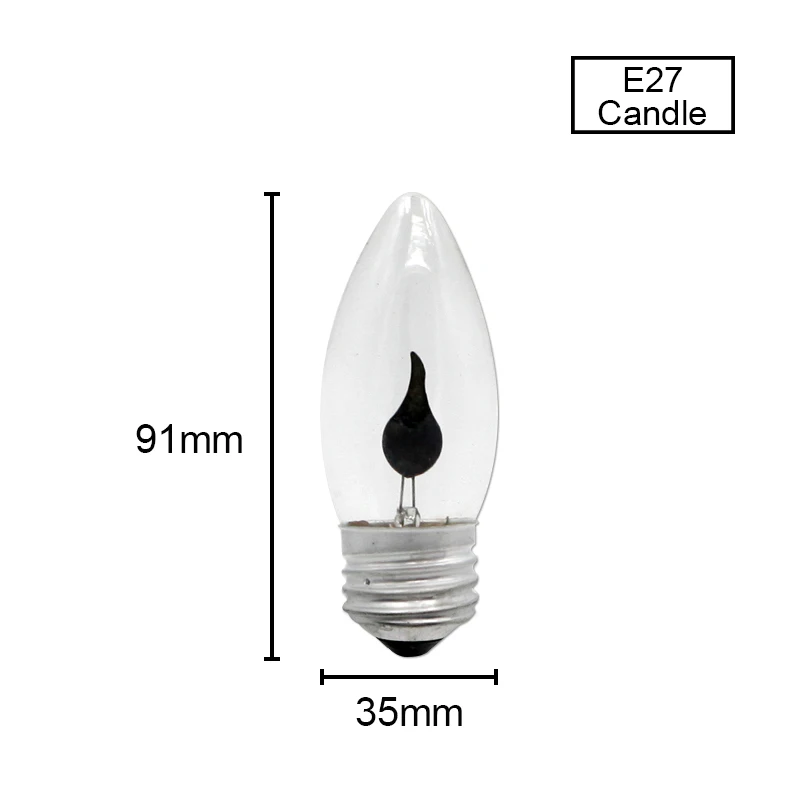 Светодиодный светильник с пламенем Эдисона E27 E14 AC 220V 3W наконечник/Хвост Ретро винтажный светодиодный светильник с нитью накаливания - Испускаемый цвет: E27 Tip