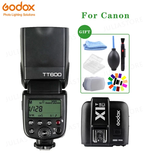 Godox TT600 2,4G беспроводной GN60 Master/Slave камера Вспышка Speedlite+ X1T-C передатчик для Canon 1100D 1000D 7D 6D 60D 50D 600D - Цвет: TT600 and X1T-C