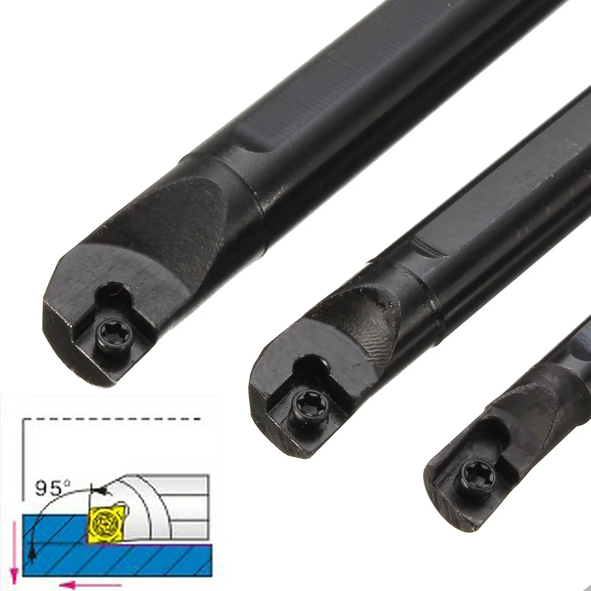 Держатель токарный Tool1Pcs/комплект S07K-SCLCR06+ 1 шт. S10K-SCLCR06+ 1 шт. S12M-SCLCR06 сверлящей оправкой 7/10/12 мм+ 10 шт. CCMT0602 вставка