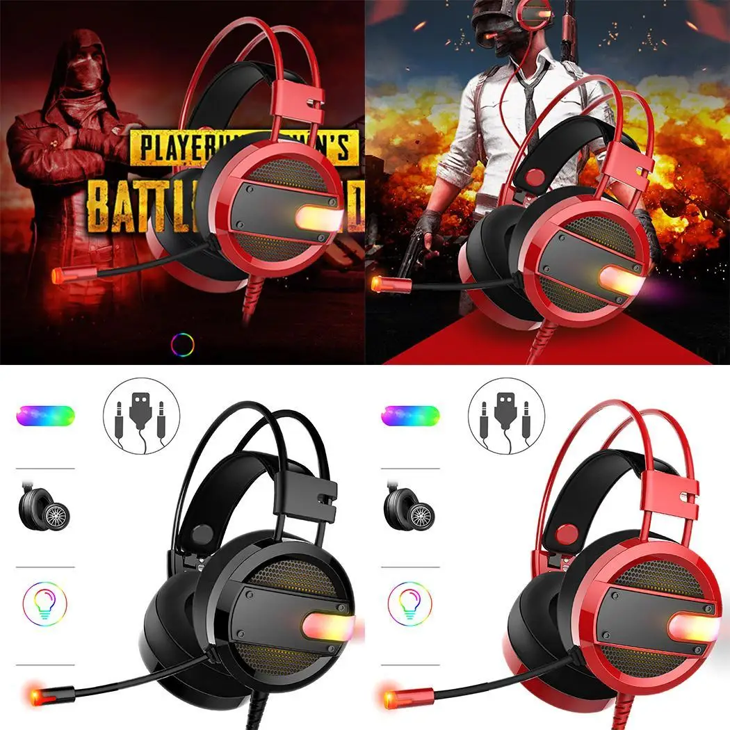 PS4 Headset with Mic PC Gaming Headset 2.1m Computer 20-20kHz 50mm 500g dynamic circle 105dB Game Headphones 16