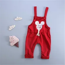 Майка с Микки Маусом для маленьких девочек, штаны, костюм с регулируемым поясом для мальчиков, комбинезоны, штаны с Микки Маусом для маленьких девочек, детские комбинезоны без рукавов