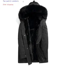 Парка из натурального меха, Мужская Длинная зимняя куртка, норковая подкладка, воротник из лисьего меха, мужские норковые куртки, пальто, парки Hombre 4245