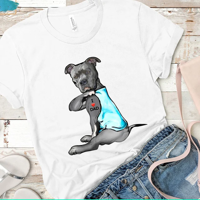 Harajuku Top Women T-shirt Casual Pitbull Tattoo Print Ladies Basic O-collar Short Sleeved Women T-shirt Girl,Drop Ship C704-6