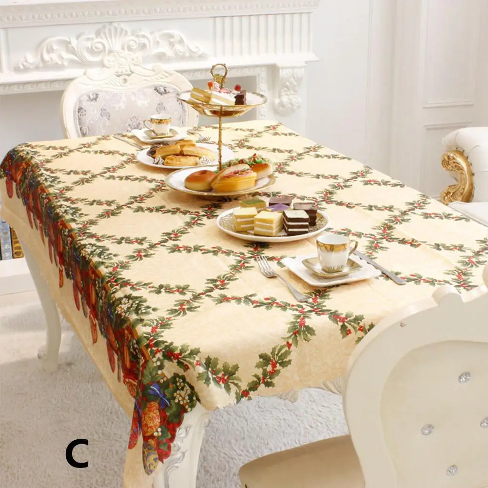  Christmas Table Cover Rectangle Printing Tablecloth for Restaurant Household Decoration