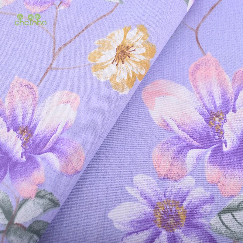 8 шт./лот хлопковая ткань Chainho Twill фиолетовая Цветочная Лоскутная Ткань для сделай