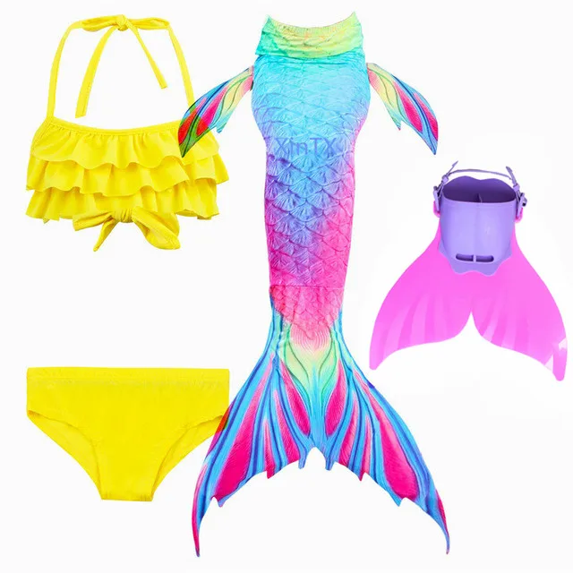 

HOT Kids Mermaid Tail With Monofin Swimsuit Bikini Finned Swimsuit Child's Wear Split Swimsuit Mermaid Tail Clothing Swimwear