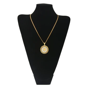 

Fast Selling Europe And America Hip Hop Necklace Men's Alloy Round Gold Onion Powder Pendant Cuba Chain Around The Military