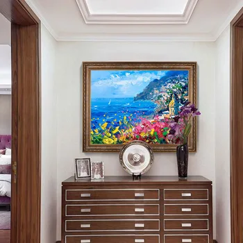 

Hand-painted Oil Painting Decorative Painting The Living Room Entrance Nordic Sea View Modern American Abstract Paintings Handma