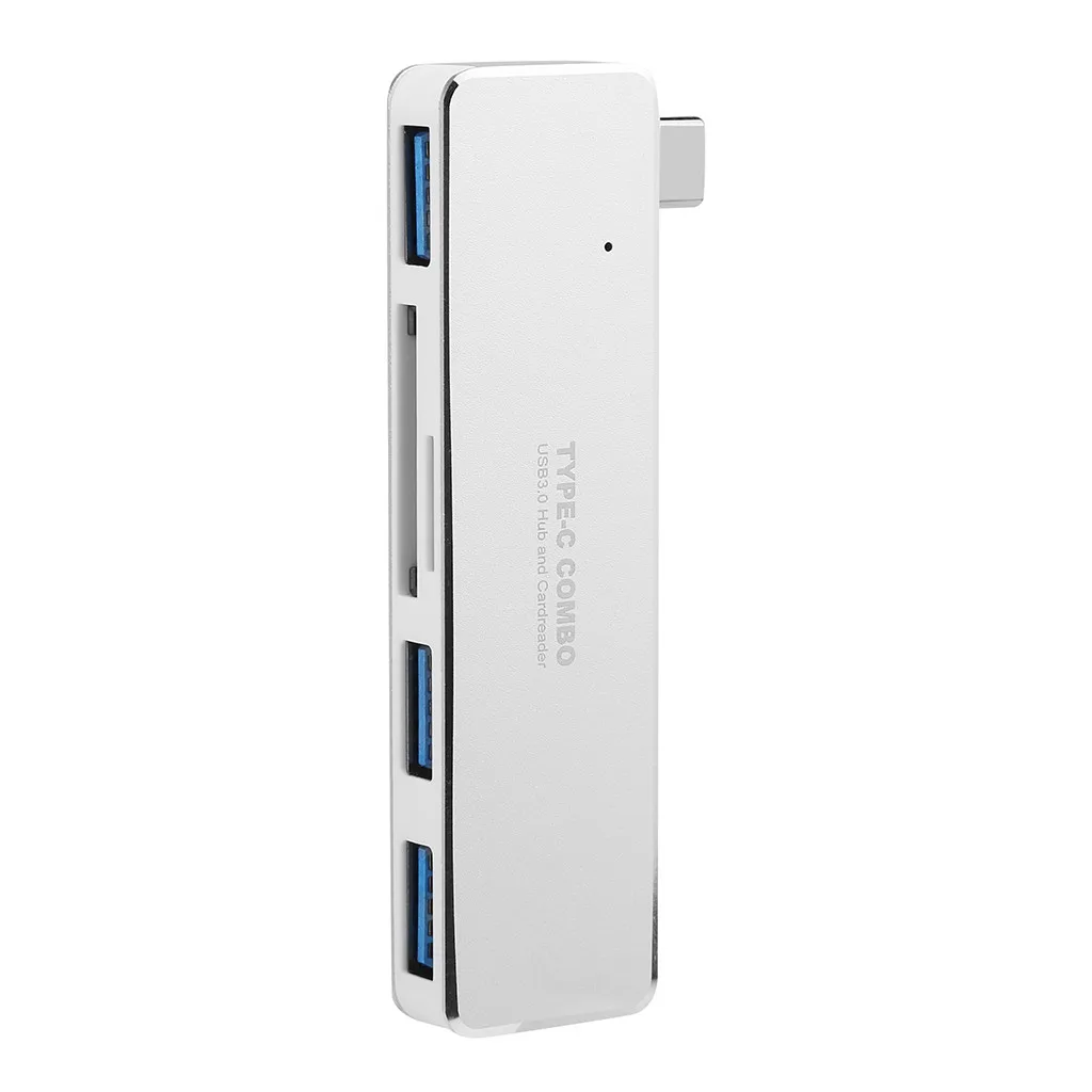 Silver Ouhaobin концентратор USB Type C адаптер 5в1 3 порта USB3.0 с кардридером адаптер для клавиатуры для мыши - Цвет: Silver