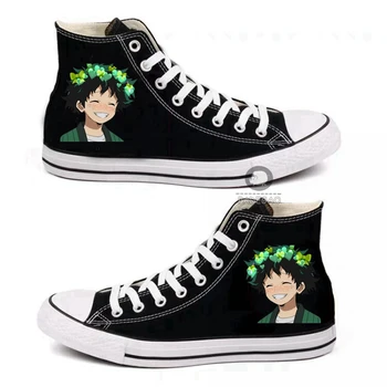 

Anime My Hero Academia Midoriya Izuku Cartoon Cosplay Canvas Shoes Caricature Fashion Student Dunk High Board Shoes