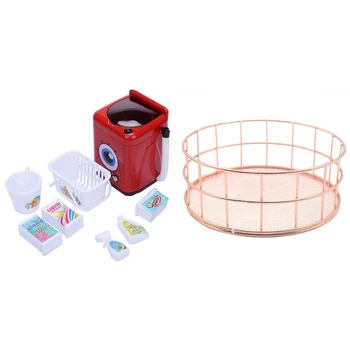 

1 Set Electronic Mini Washing Machine Baby Play Toy & 1 Pcs Storage Basket Wire Storage Bin Storage Tray