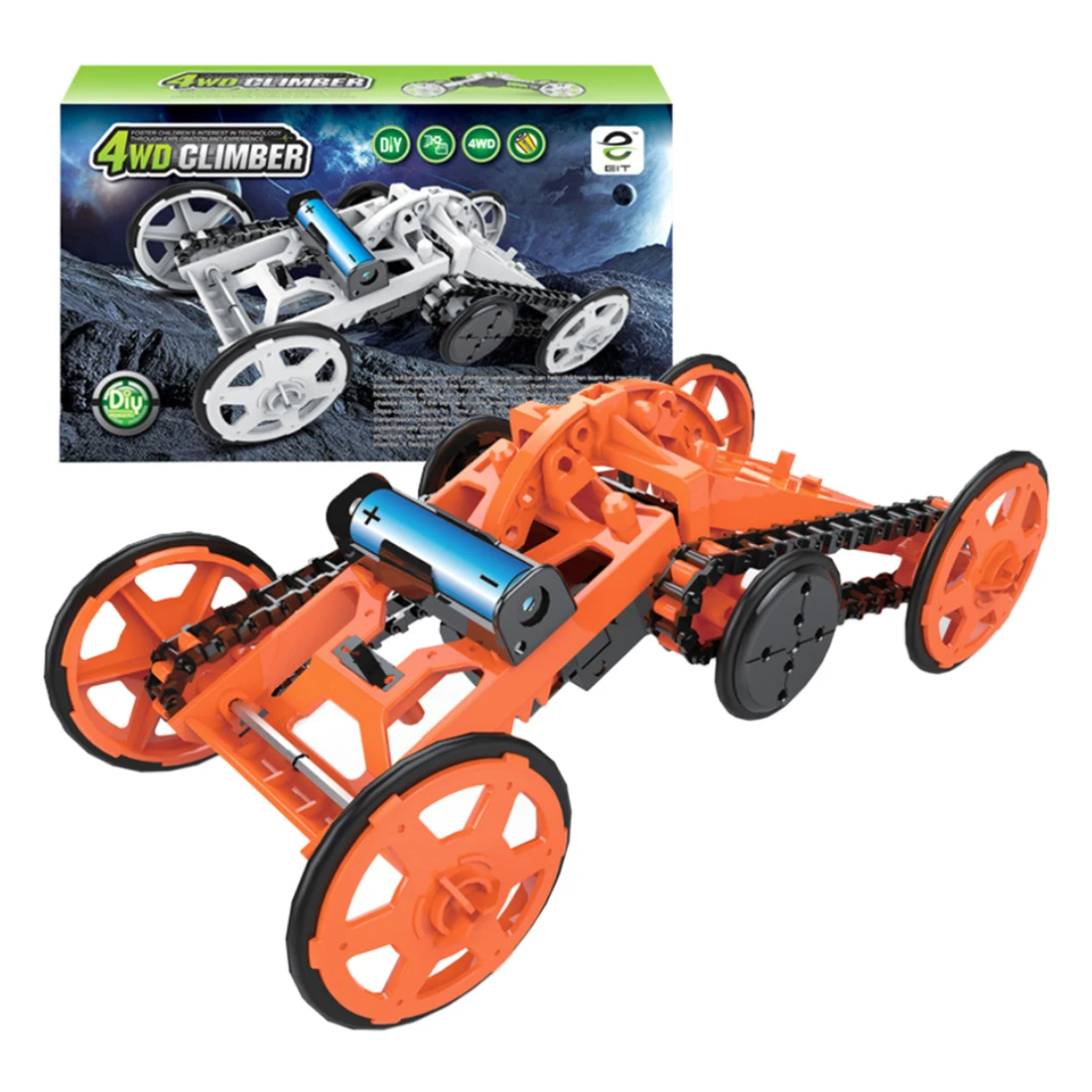 Креативный DIY 1: 60 масштаб DIY сборка 4WD гусеничный креативный скалолазание модель автомобиля игрушка модель строительные наборы-оранжевый/белый
