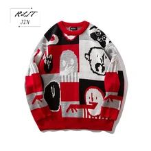 ^#Cheap RLJT.JIN 2019 Winter Colorful Men Pullovers With Funny Patterns High Quality Hip Hop Street Fashion Loose-fitting Mens Sweaters ^#Cheap RLJT.JIN 2019 Winter Colorful Men Pullovers With Funny Patterns High Quality Hip Hop Street Fashion Loose-fitting Mens Sweaters