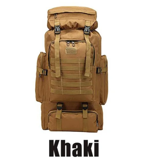 KHAKI Открытый спортивный Молл 3P сумка 80L водонепроницаемый альпинистский Пешие прогулки военный тактический рюкзак сумка Кемпинг Альпинизм - Цвет: KHAKI