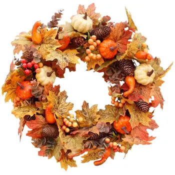 

Christmas Wreath Thanksgiving Harvest Festival Wreath Autumn Decoration Wreath Simulation Maple Pine Cone Wreath